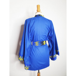 K80 bleu roi et wax jaune noir et blanc